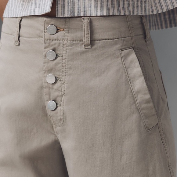 Anthropologie Pilcro Arin Mid Rise Button Front Barrel Linen Blend NWT Sz 32P - Picture 3 of 14